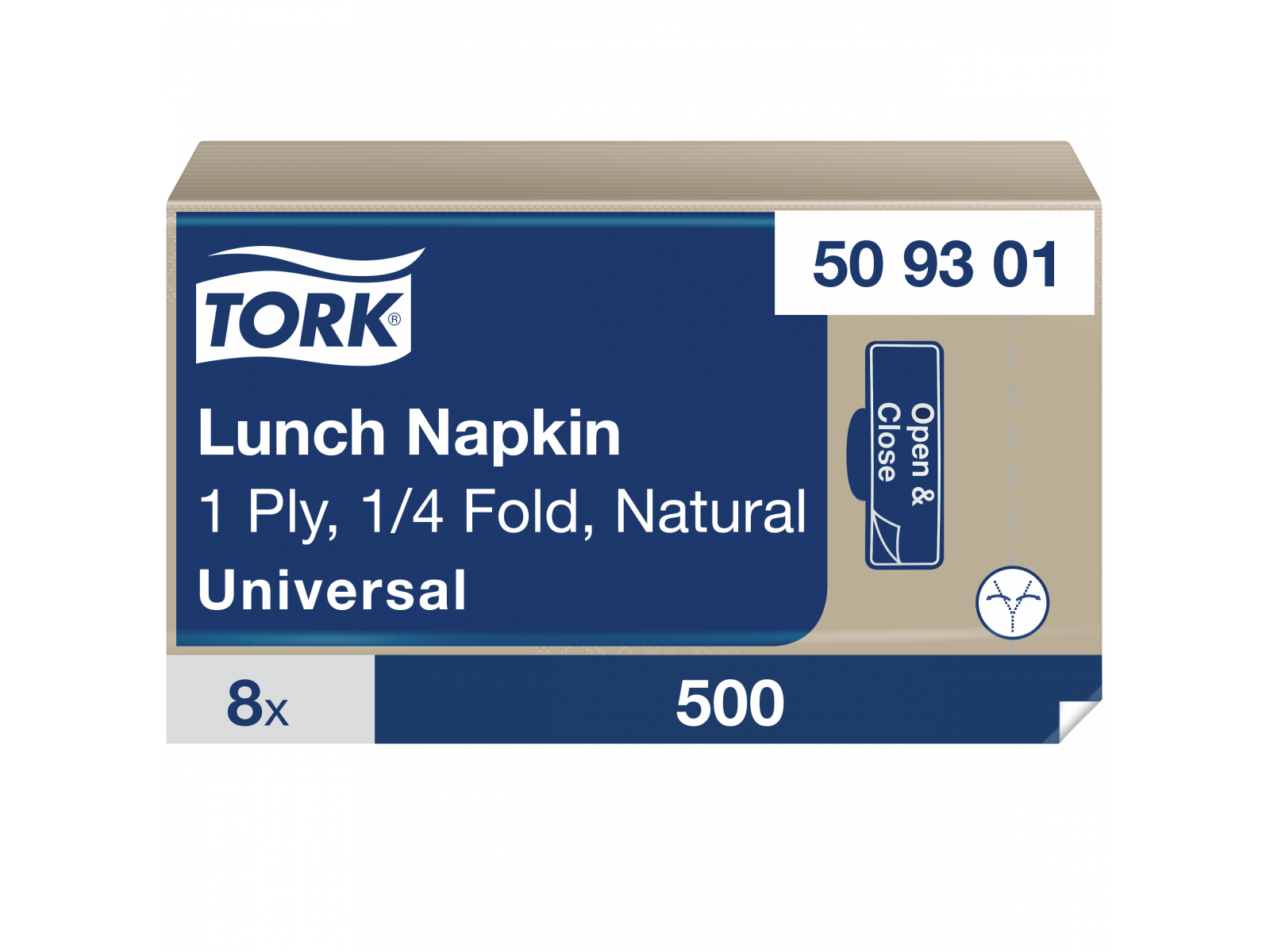 Serwetki Tork 33x33 509301 Brąz Lunchowa Karton 4000 serwetek (8 x 500) Składana 1/4